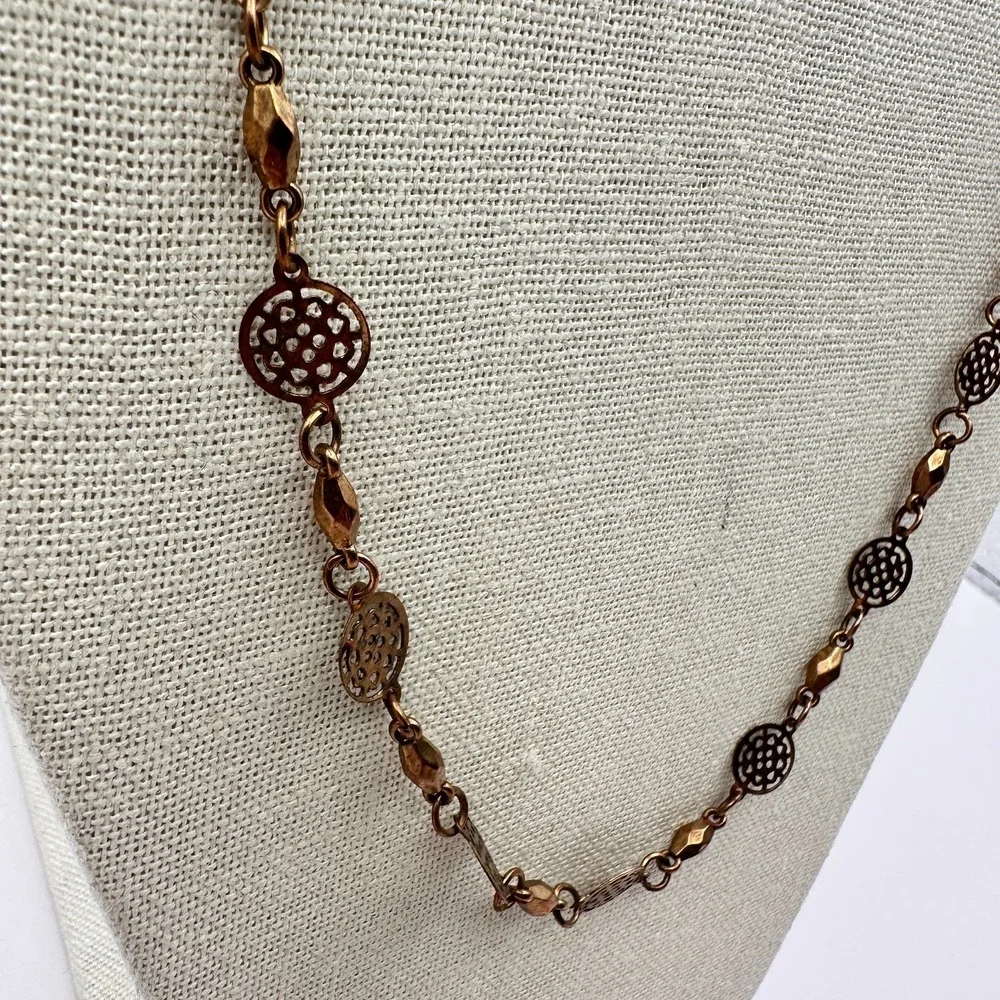 Vintage Y2K Filigree Disc Station Link Chain Necklace Women's Classic Jewelry